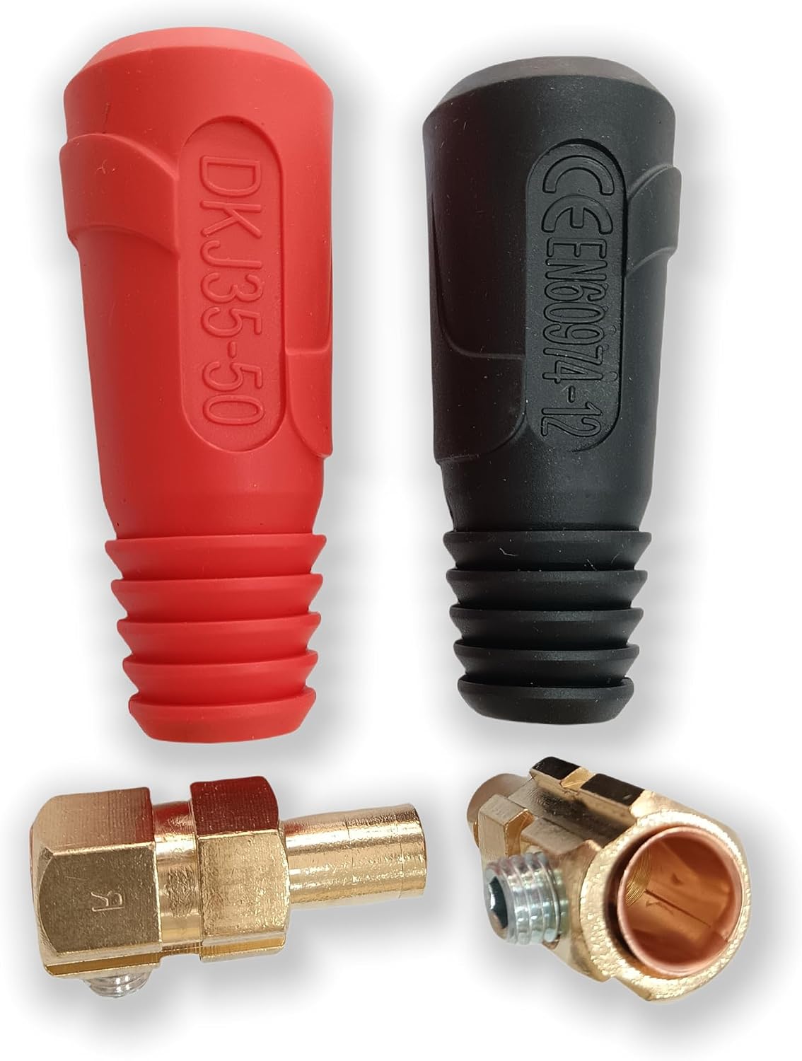TIG Welding Cable Panel Connector Plug DKJ35-50 & DKZ35-50 Dinse-Style 4pcs | TIG Welding Cable Panel Connector Plug & Socket Set DKJ35-50 DKZ35-50 315A Red & Black Color Dinse-Style Quick Fitting 4pcs