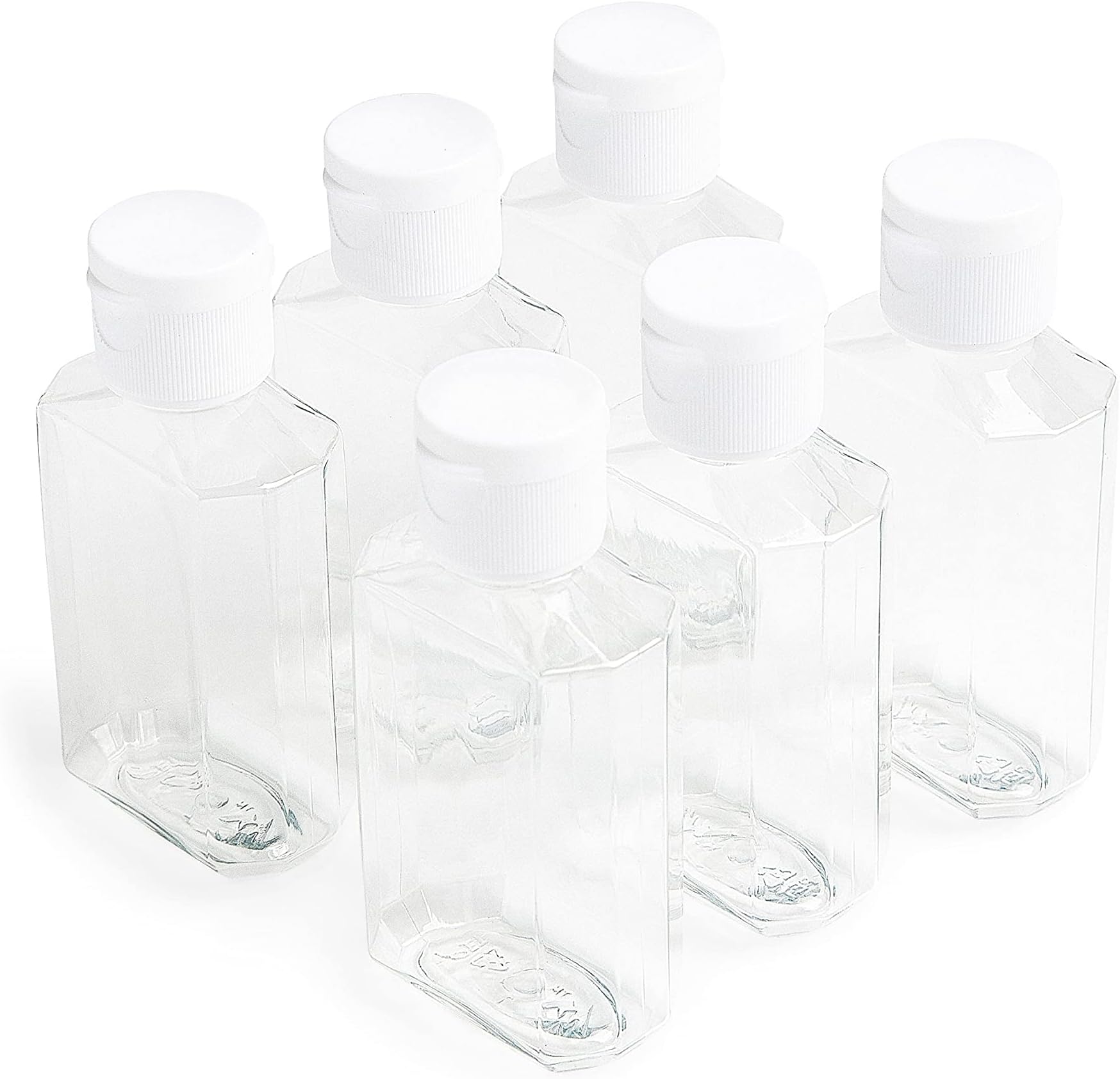 | Empty Clear Travel Refillable Flip-Top Bottles - BPA/No Parabens, 60millileter/2ounce - Set of 6