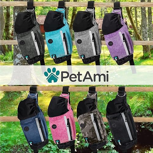 Miniatura 7 de PetAmi Riñonera para perros, bolsa de golosinas para pasear perros, entrenamiento, dispensador de bolsas de excremento integrado, soporte para