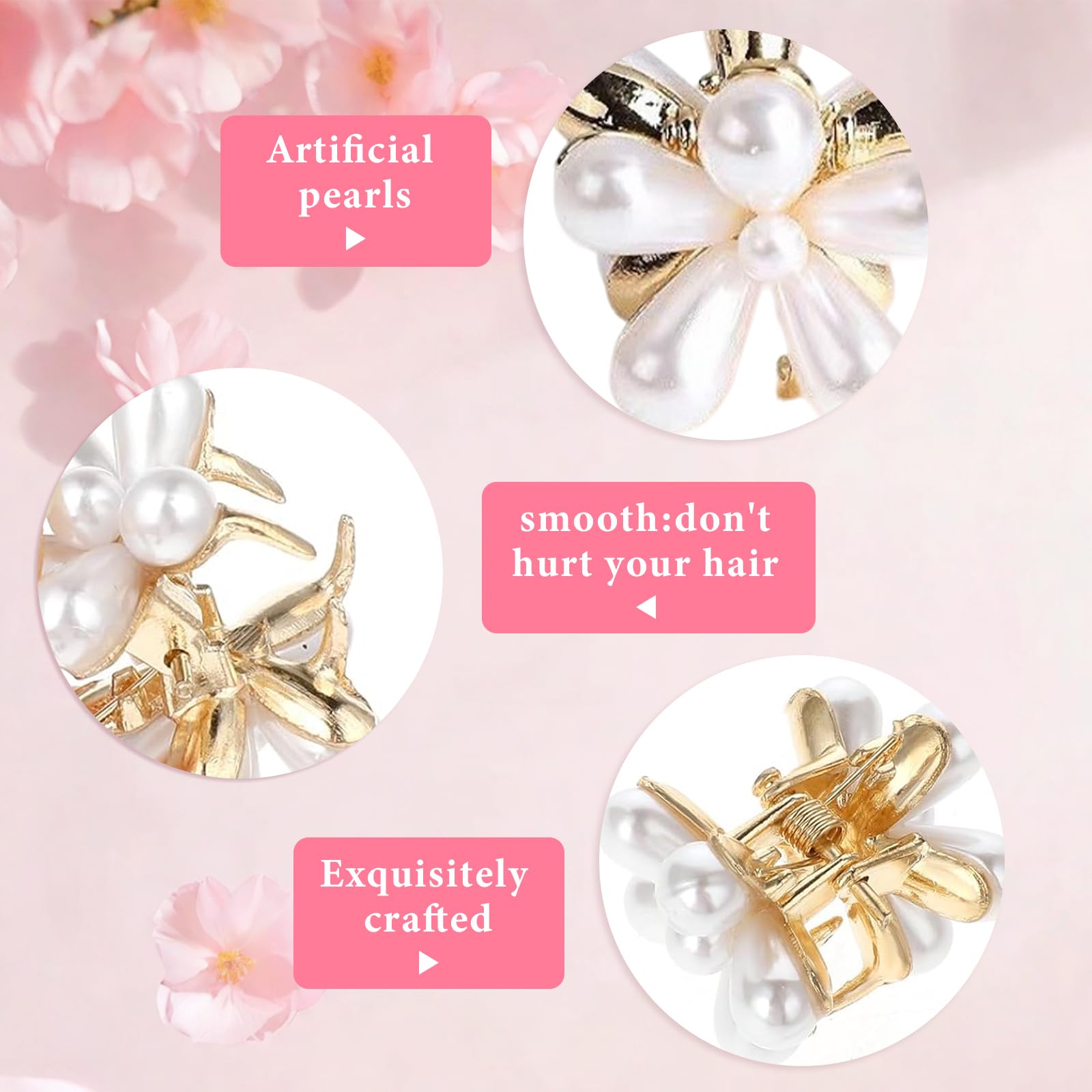 Pearl Hair Clip-Homiladi 15PCS White Pearl Hair Clips for Girls with Floral Design Vintage-Inspired Flower Girl Hair Accessories for Women Wedding Bridal Prom - Image 3