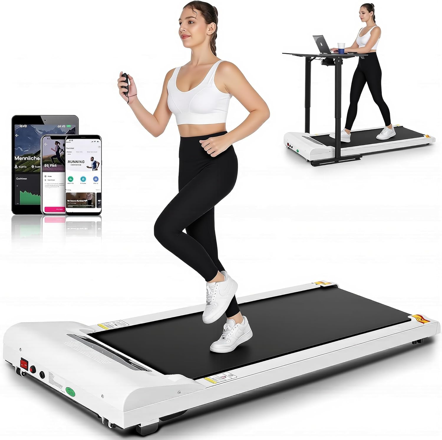 FUNMILY Walking Pad Treadmill Under Desk, 2.5HP Small Treadmill for Home/Office, 2026 Upgrade 3-in-1 Mini Treadmills with App, Remote Control, LED Display, 300 LBCapacity