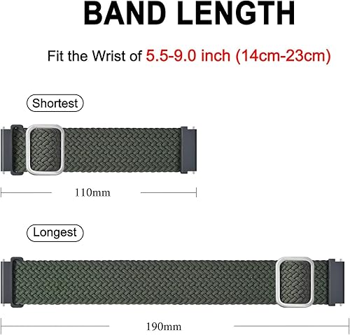 Miniatura 4 de BISONSTRAP Correas de reloj de nailon, correas trenzadas ajustables para hombres y mujeres, 0.630 in, 0.709 in, 0.748 in, 0.787 in, 0.866 in para