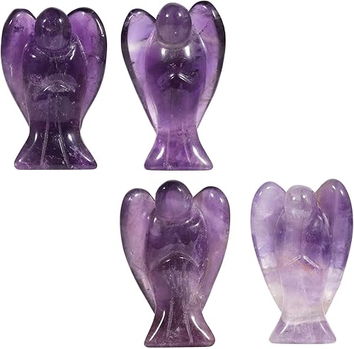 Miniatura 4 de rockcloud estatuilla de cristal grabado con figura de ángel guardián, de bolsillo, de 1.5 pulgadas., Piedra, Amatista, 1.5