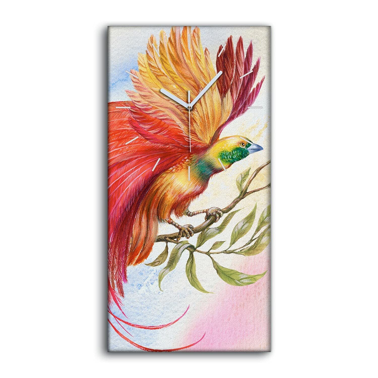 Horloge sur Toile Abstrait Animal Oiseau 30x60cm Décoration Salon