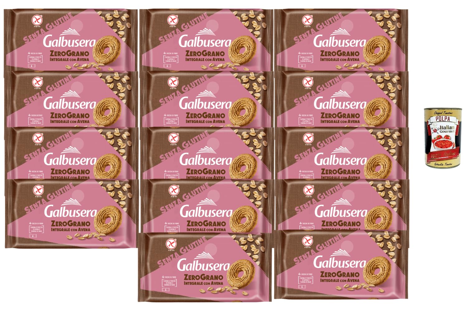 Italian Gourmet Glutenfreie Vollkorn-Hafer-Keksringe 14x220g mit Polpa | 3,08kg glutenfreie Hafer-Keksringe; laut Verpackung ballaststoffreich und mit Hafermehl, Haferflocken sowie Maismehl
