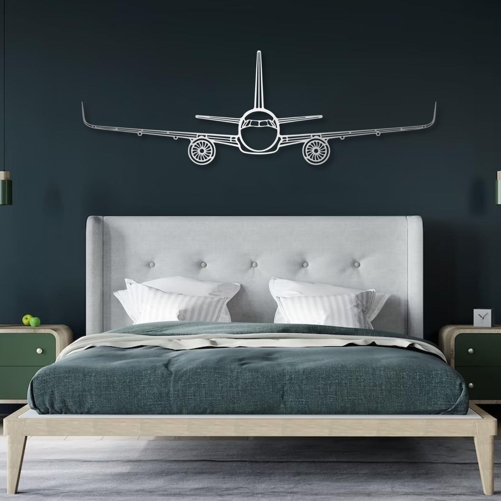 Schwarze Flugzeugsilhouette aus Metall, minimalistische Wanddekoration aus Metall, Moderne Skulptur mit Flugzeugsilhouette für Wohnzimmer, Flur und Treppenhaus (Gold, 61 cm L x 30 cm B)