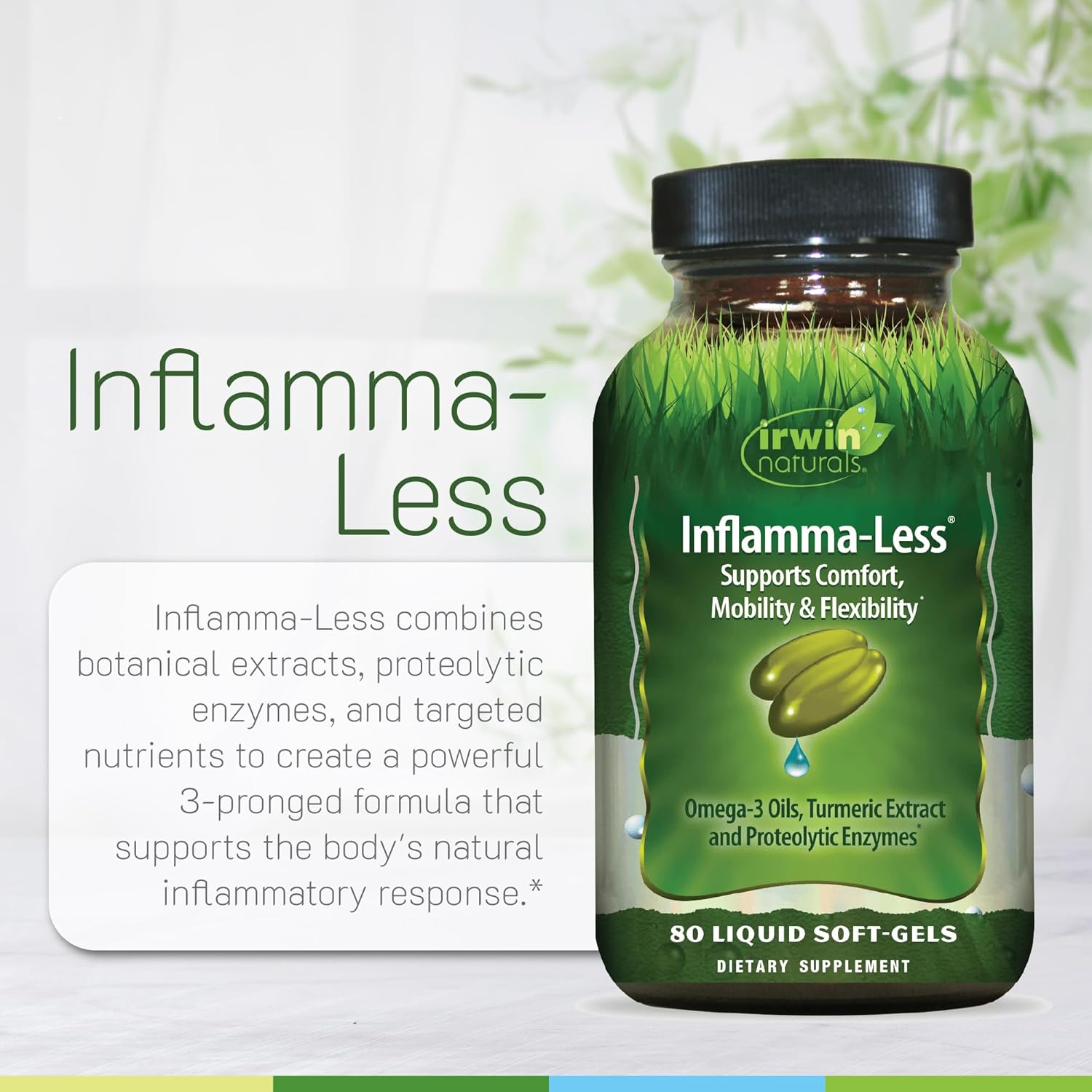 Irwin Naturals Inflamma-Less, Promotes Comfort, Mobility & Flexibility, 80 Liquid Softgels - Image 5