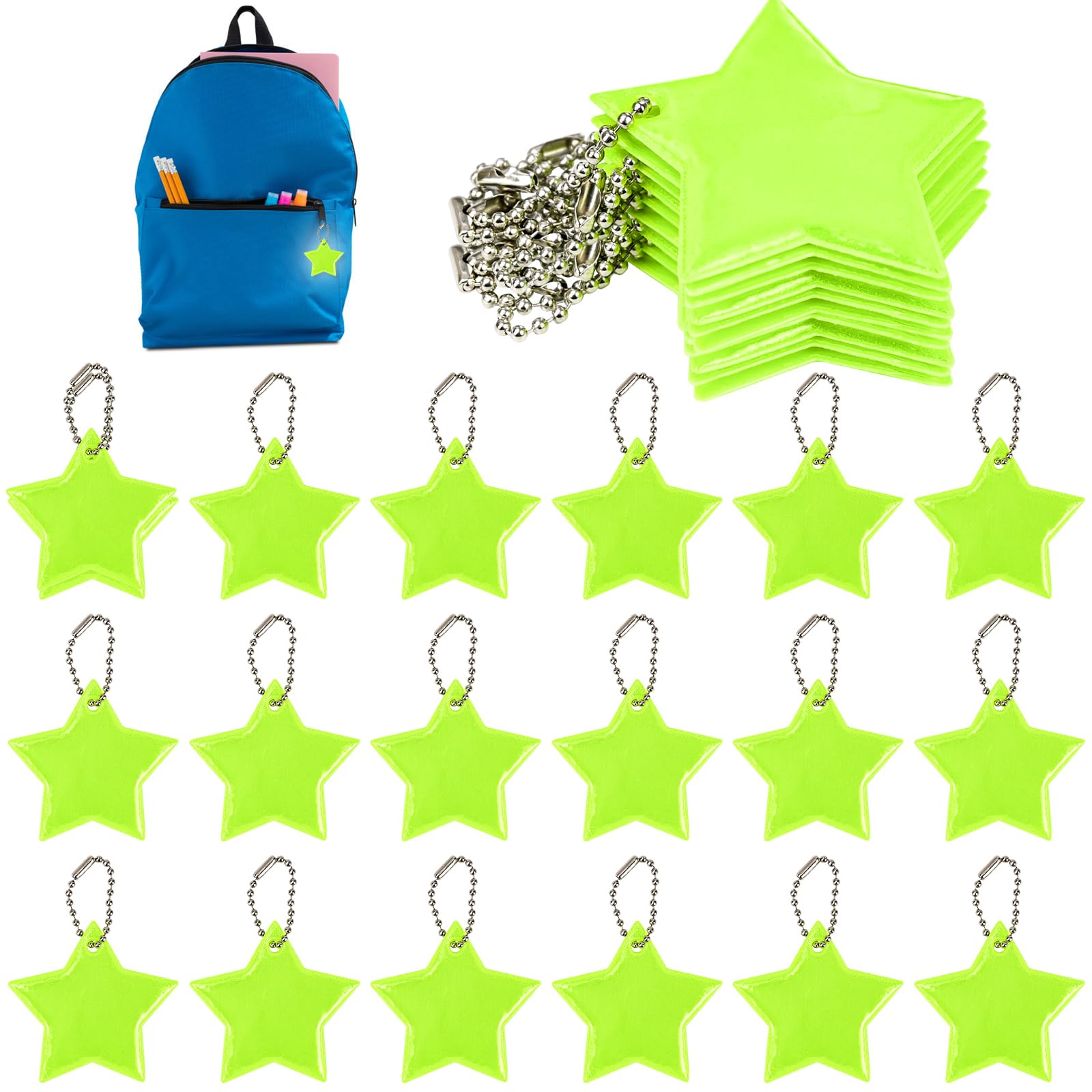 12 Stks Veiligheid Reflectoren Hangers, Veiligheid Reflector Sleutelhanger voor Kids Schooltas Kleding Rugzak Fietsen Wandelen Running