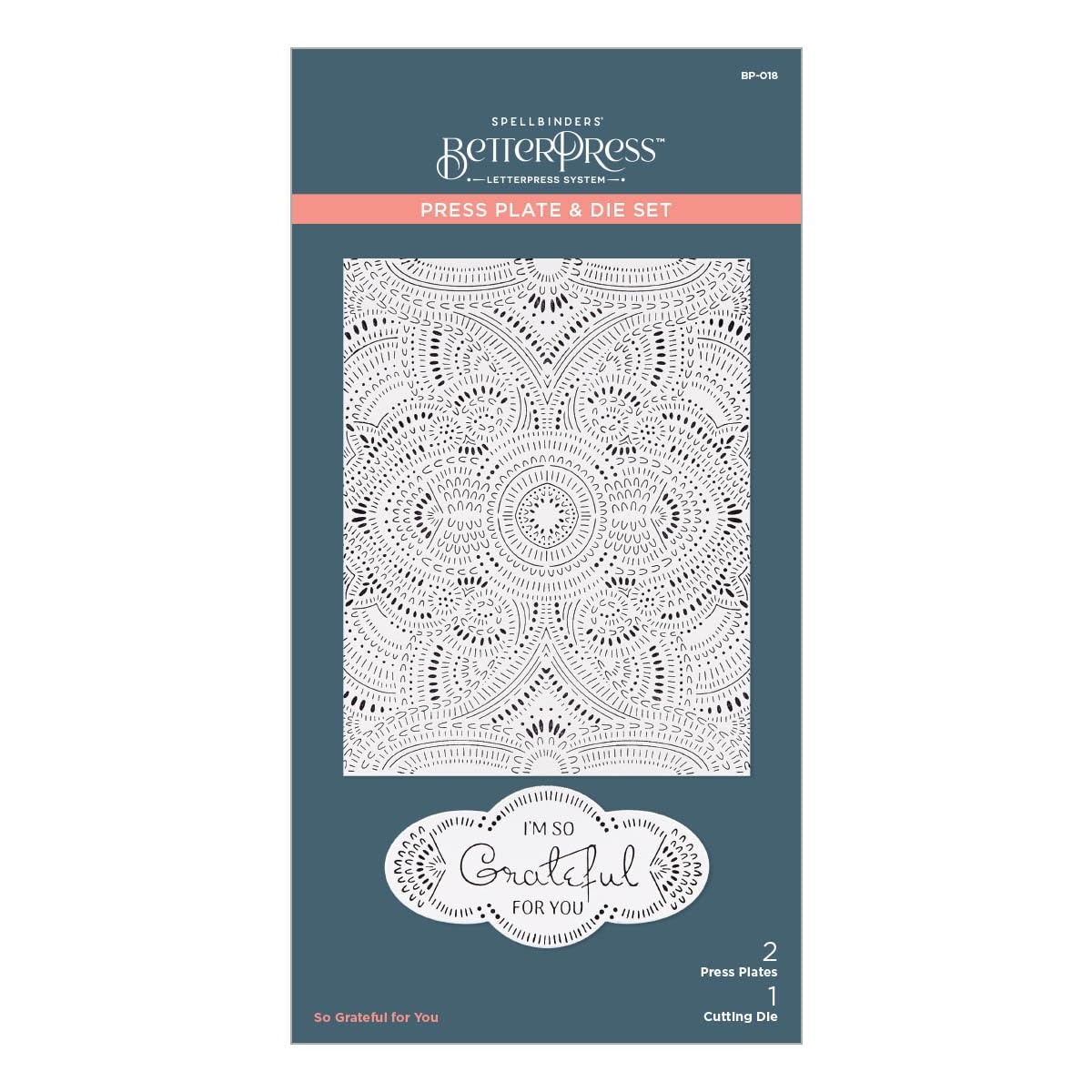Spellbinders Metal So Grateful For You Betterpress Plate