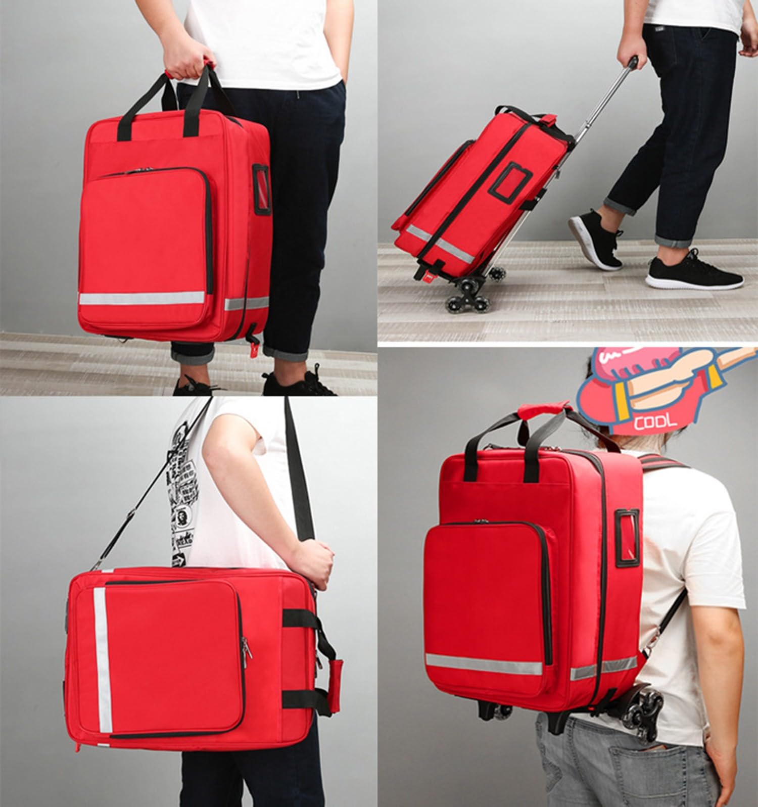 Mochila Emergencias Sanitarias Con Carrello Ruote Rimovibile,Mochila De Emergencias Modulable De Gran Capacidad,Bolsa Para Equipo De Protección Individual,Bolsa Bombero Transporte EPI,Médico A