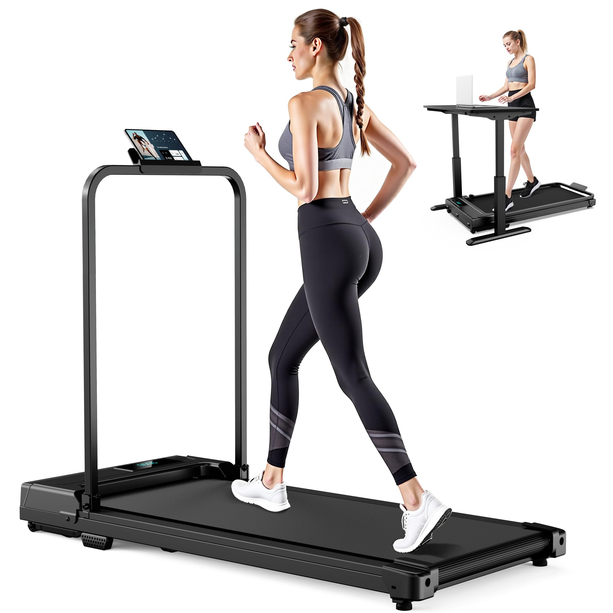 Walking Pad Treadmill for Home - Treadmills Under Desk Running Machine for Home Office Portable Compact Mini Treadmill with Handle Adjustable Speed Remote & LED Display 6KM/H Serenilite