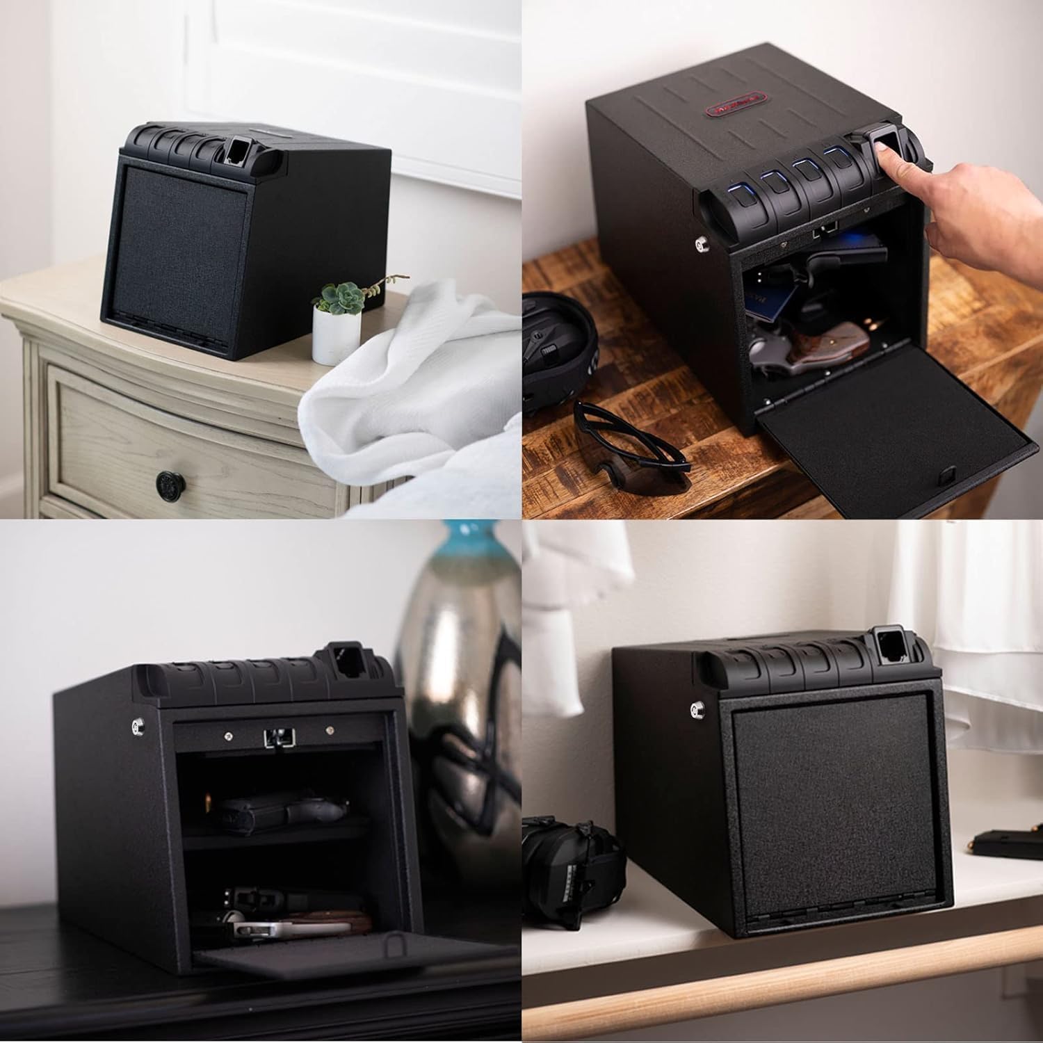 Drop Down Vault with Super Biometric Finger Vein Recognition lock, Fast auto-open Handgun Box, Quick-access Pistol Safe Wall Mounting for Desk Table, CA DOJ approved - Image 6