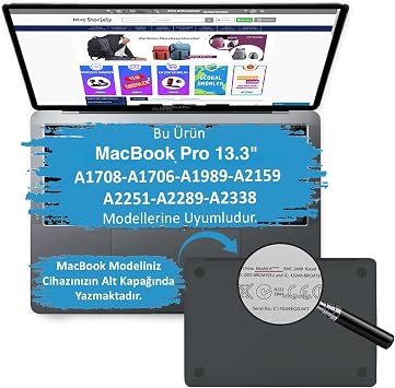 McStorey MacBook Pro 13 Simli Kılıf A1706 A1708 A1989 A2159 A2251 A2289 A2338 M1 M2 Uyumlu Parlak Sert Kılıf İnce Hafif Koruyucu Kapak Siyah