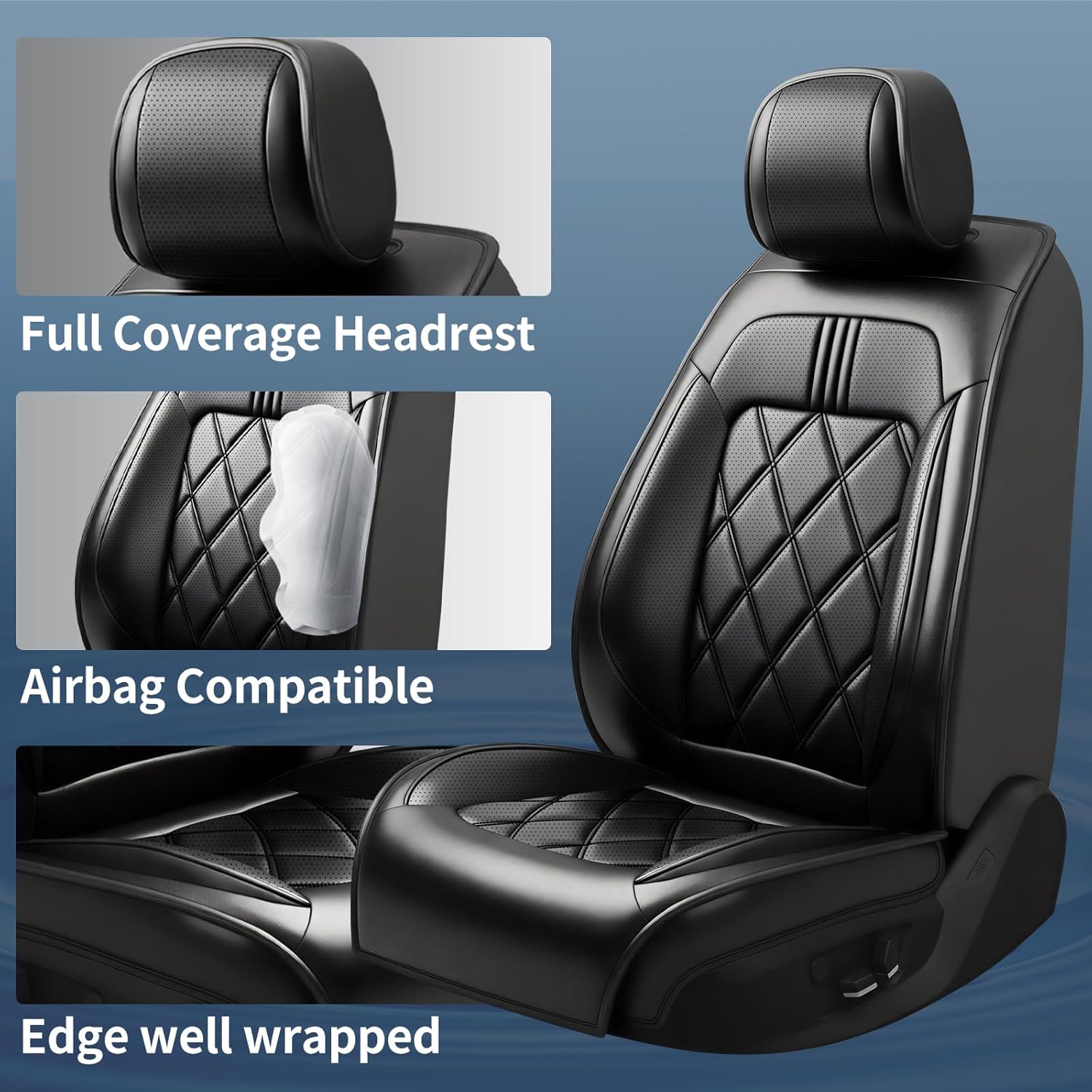 4Runner Car Seat Covers Custom Fit for Toyota 4Runner 2003-2026, Premium Full Coverage Leather Automotive Seat Protectors, All Seasons Waterproof Breathable, Airbag Compatible (Full Set, Black)