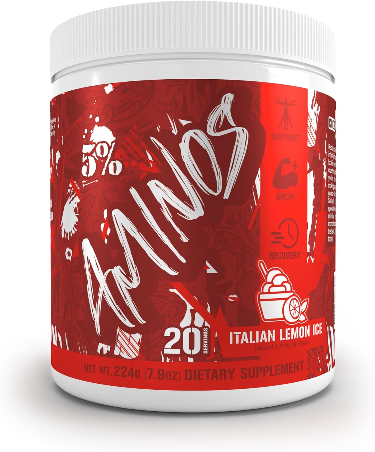 5% Nutrition Code Red Aminos BCAA Powder with EAAs (Italian Lemon Ice)
