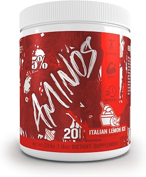 5٪ كود التغذية أحمر Aminos BCAA & EAA بعد التمرين الانتعاش مسحوق | مركب الأحماض الأمينية الأساسية الطيفية الكاملة للرجال والنساء الجليد الليمون الإيطالي