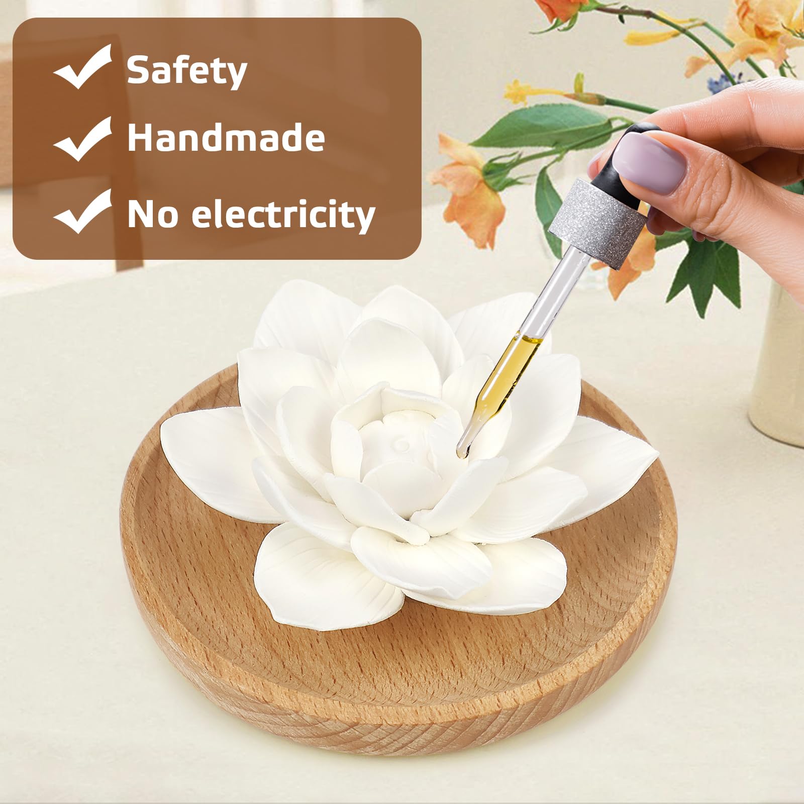 YUFFQOPC 2 stuks geurstenen voor etherische oliën, kleine geursteen voor etherische oliën met 2 bamboe diffuser etherische oliën voor aromatherapie in slaapkamer, badkamer, kantoor, auto YUFFQOPC 2 stuks geurstenen voor etherische oliën, kleine geursteen voor etherische oliën met 2 bamboe diffuser etherische oliën voor aromatherapie in slaapkamer, badkamer, kantoor, auto