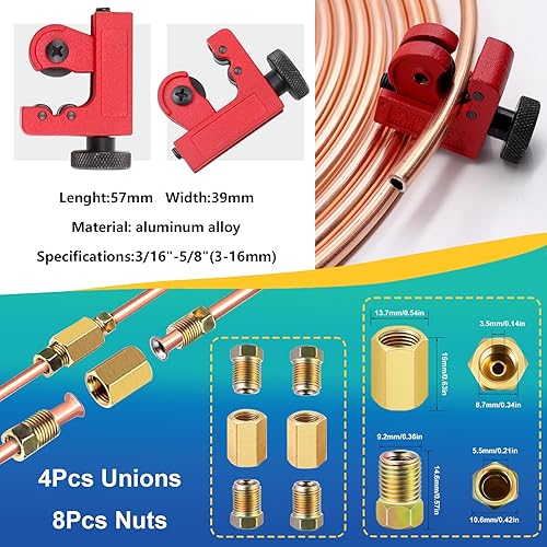 Miniatura 23 de smseace Paquete de 55 líneas de freno de 3/16 pulgadas + 1/4 pulgadas incluye líneas de freno chapadas en cobre de 25 pies con accesorio