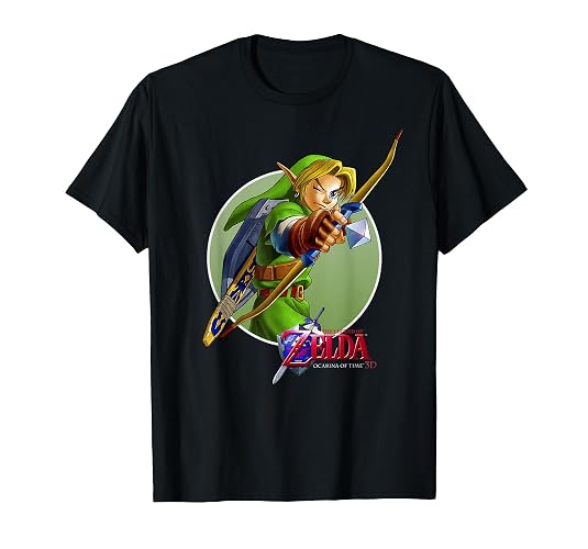 Nintendo Zelda Ocarina of Time 3D Link Aims Graphic T-Shirt T-Shirt - Youth - Olive Heather - Large