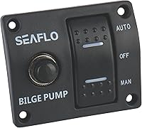 Vista 1 de SEAFLO Panel de interruptores de bomba de sentina de 3 vías (automático-apagado manual) 12v 24v con disyuntor integrado de 15 A
