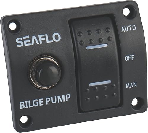 SEAFLO Panel de interruptores de bomba de sentina de 3 vías (automático-apagado manual) 12v 24v con disyuntor integrado de 15 A