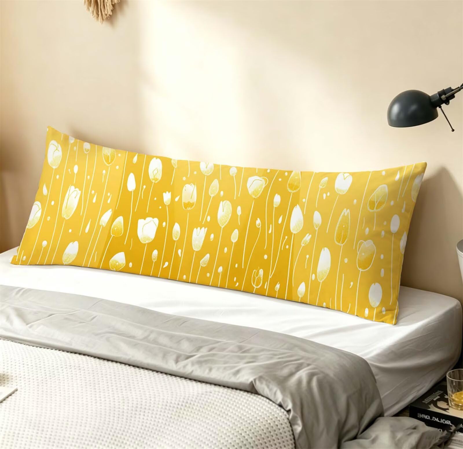 Gelb-1 Seitenschläferkissen bezug 55 x 160 cm Schwangerschaftskissen Samt | Nordic-2 Langes Kissenbezug mit Unsichtbarer Reißverschluss XXL Kissenbezug Komfortkissen für Bett Sofa Deko j-241