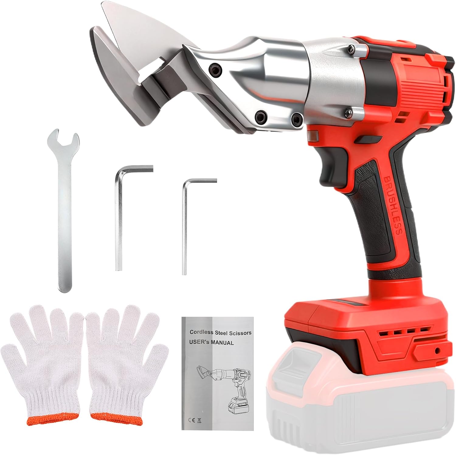 Cordless Metal Shear Compatible with Milwaukee 18V Battery, Electric Brushless Sheet Metal Scissors for Cutting Stainless Sheet, Metal, Iron, Carpet, Leather, Cardboard (NO Battery)