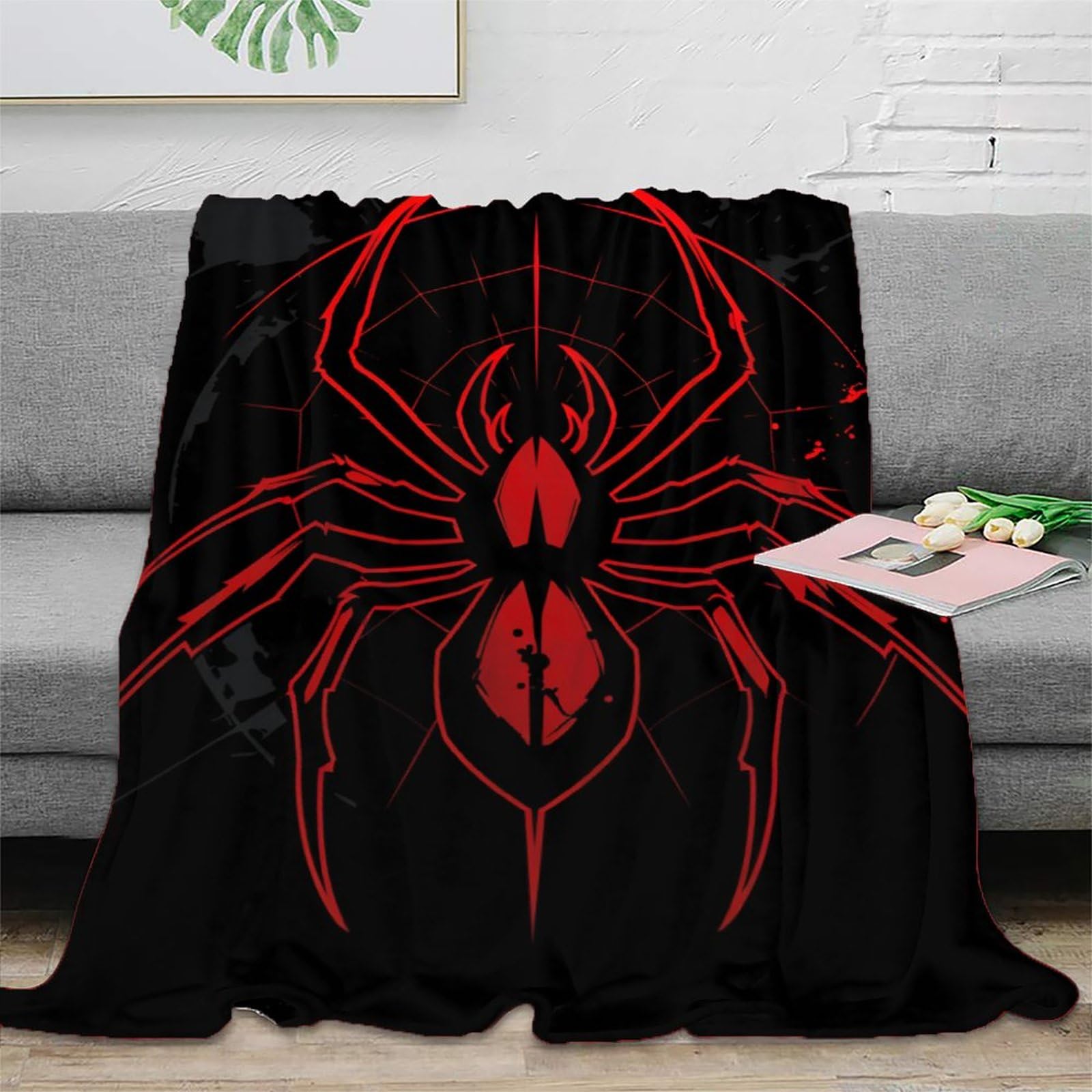 DHBANEIOK Spider Theme Blanket 3D Design Bed Blanket Bedding Decorative Throw Blanket Lightweight Cozy Plush For Living Room for Bed Couch Blanket Adult Kids 40x50inch(100x130cm)