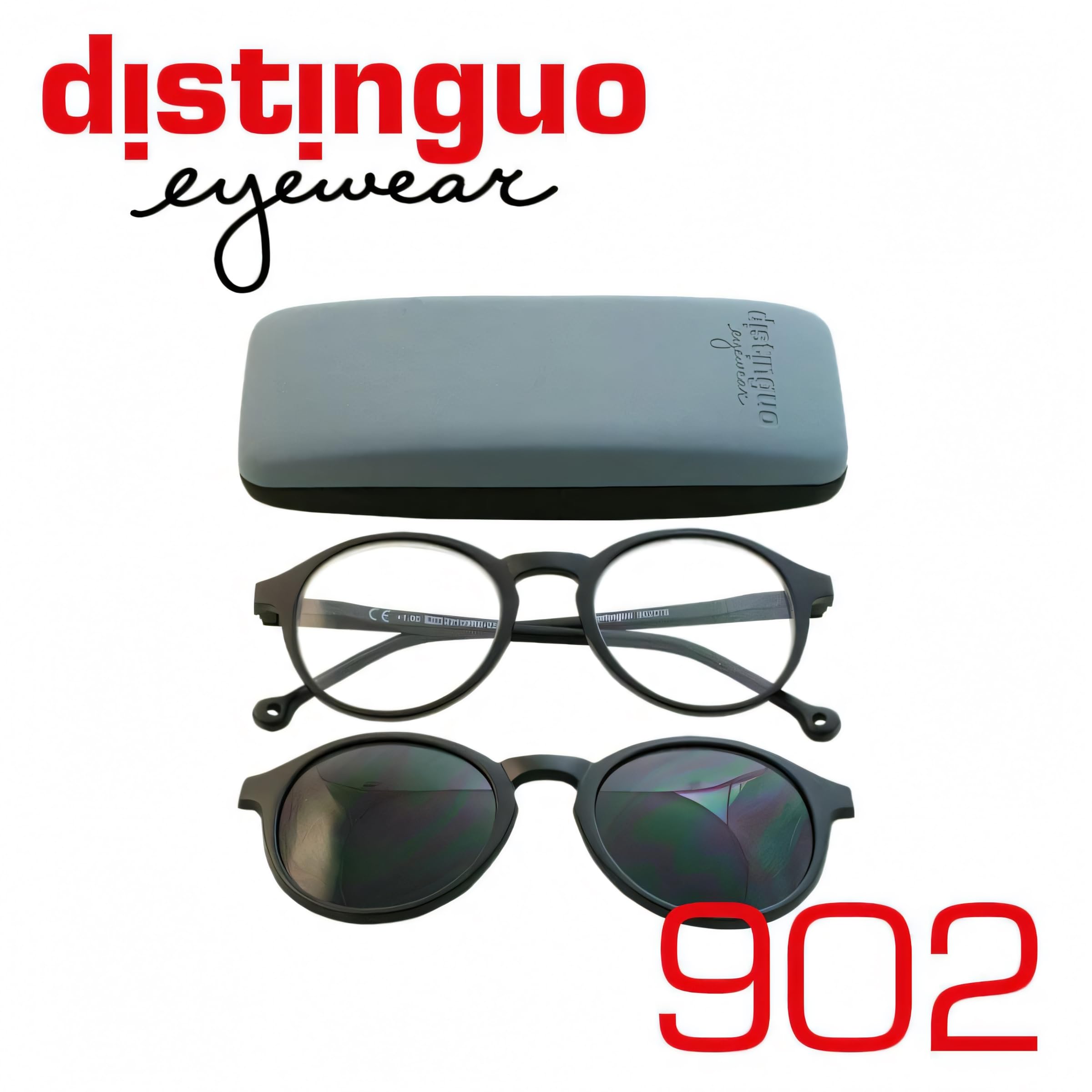 Occhiali da Lettura 900 - Unisex, Convertibili in Occhiali da Sole con Clip Magnetica, Diverse Gradazioni in Colore Nero, Completi di Accessori Occhiale