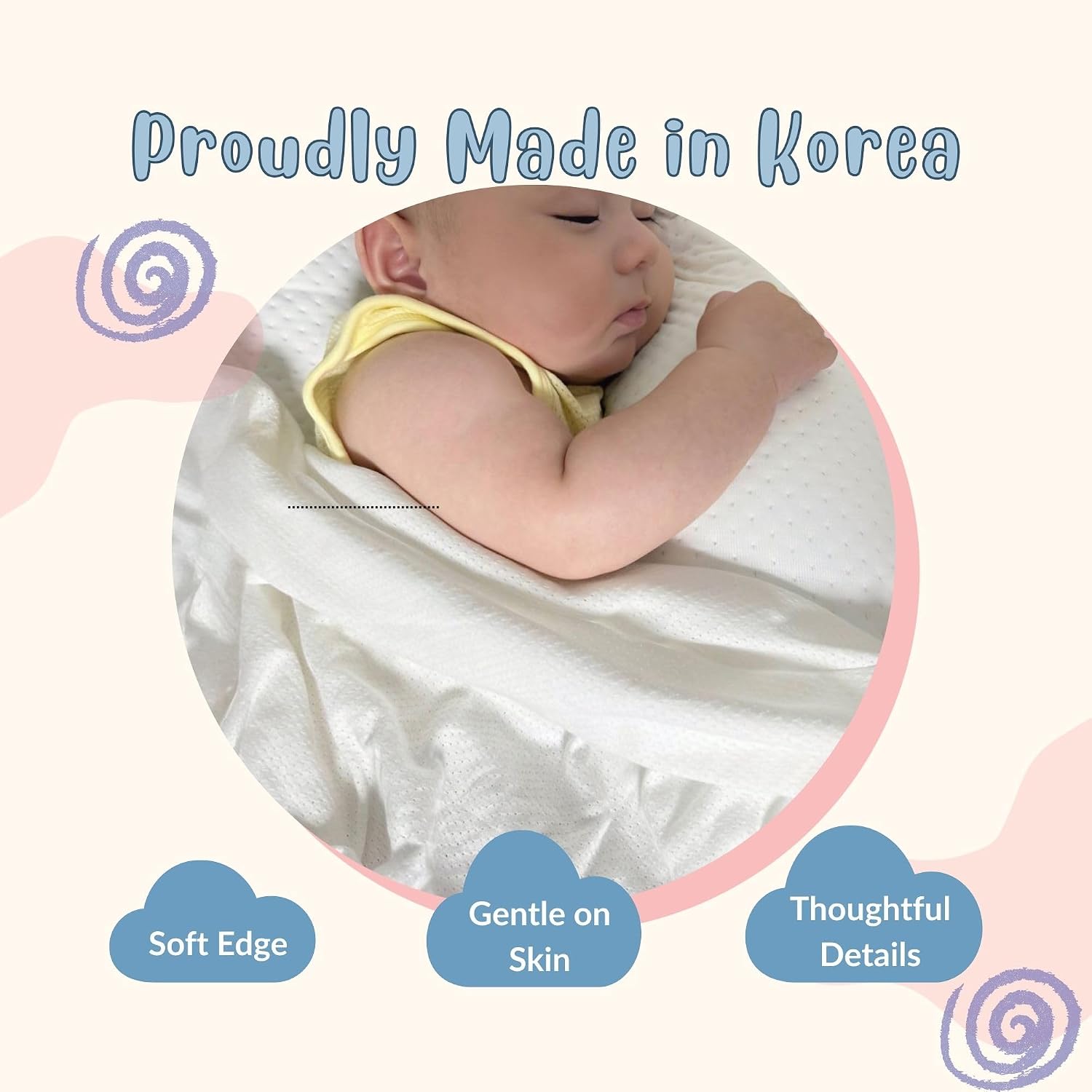 Mesh Baby Muslin Blanket, 47 x 47 in (120 x 120 cm), Breathable Cotton Swaddle for Newborns, Lightweight Summer Receiving Blanket, Made in Korea, White