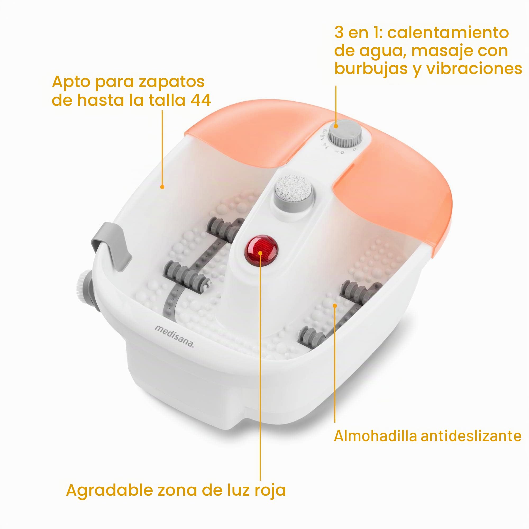 medisana FS 883 spa de pies, baño de pies eléctrico, bañera de pies | con masaje de reflexología podal, función de mantener el calor, masaje de vibración, accesorios de pedicura