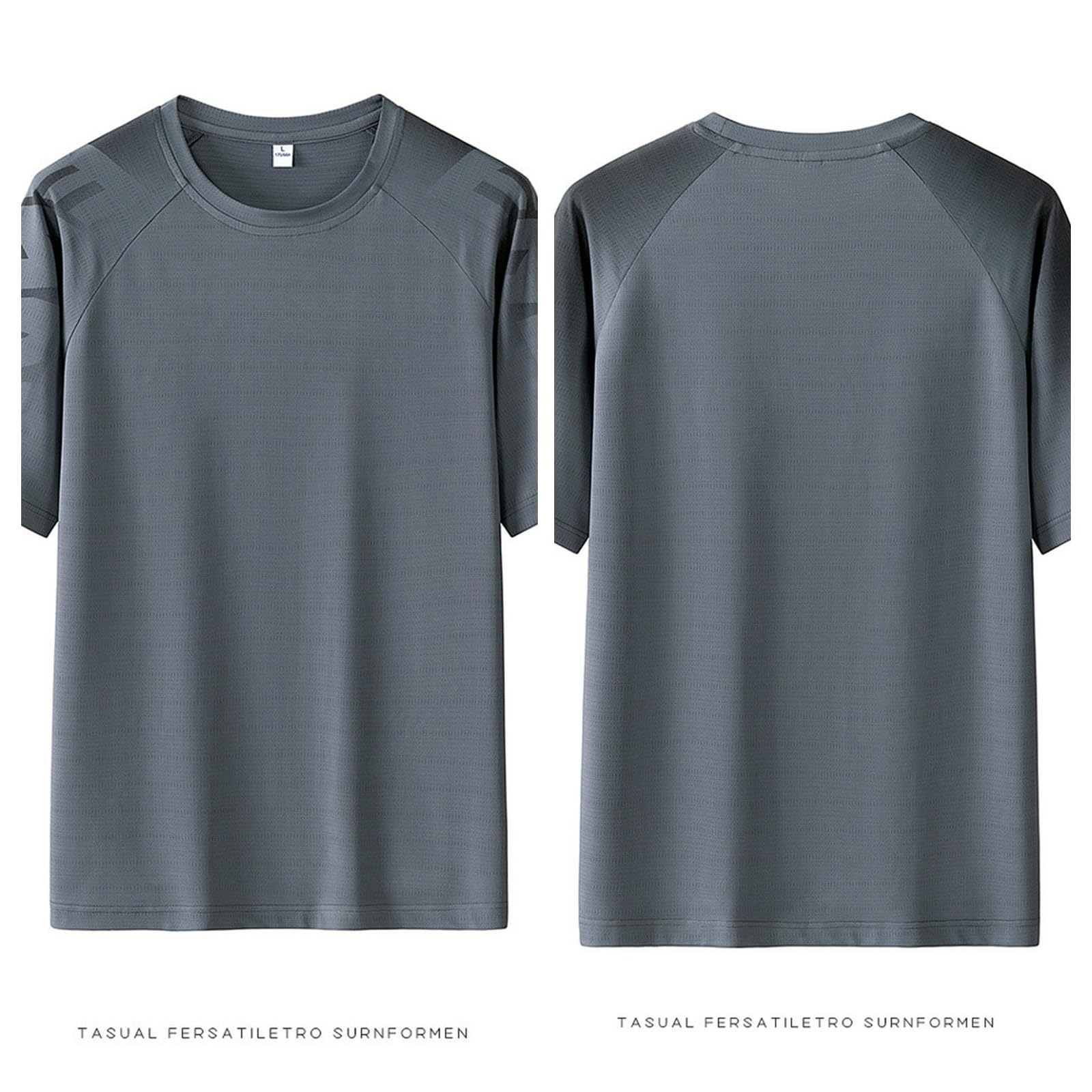 Męskie T-Shirty Męska koszulka z krótkim rękawem Lato Szybkoschnąca okrągła szyja Lód Jedwab Oddychanie Top Sportowy Modny All-Match Pulower-Gray Blue-3xl