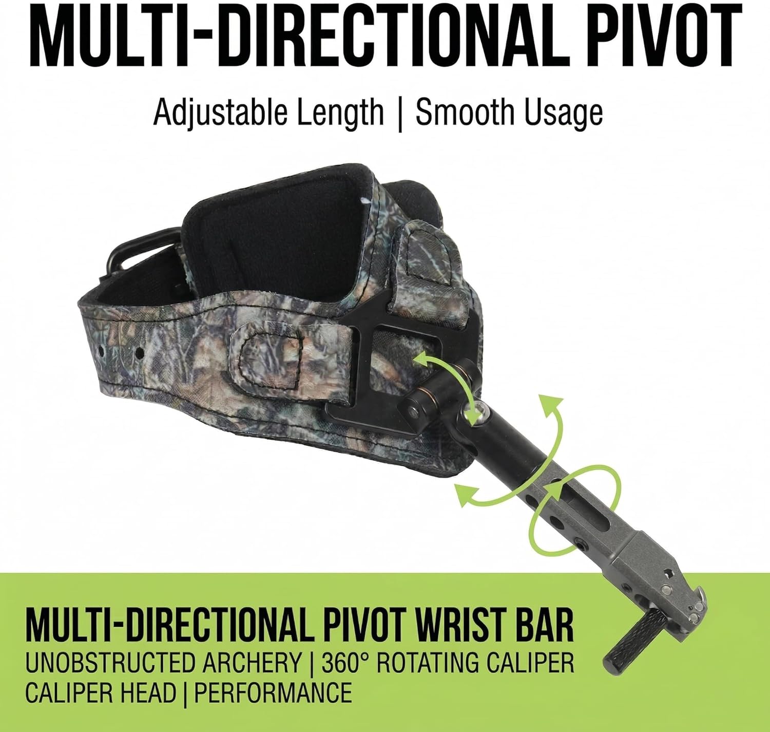 Archery Release Aid - Single Hook Wrist Strap Release with 360° Rotating Caliper Head, Adjustable Foldback Connecting Bar, for Compound Bow Hunting & Shooting, Camouflage Pattern