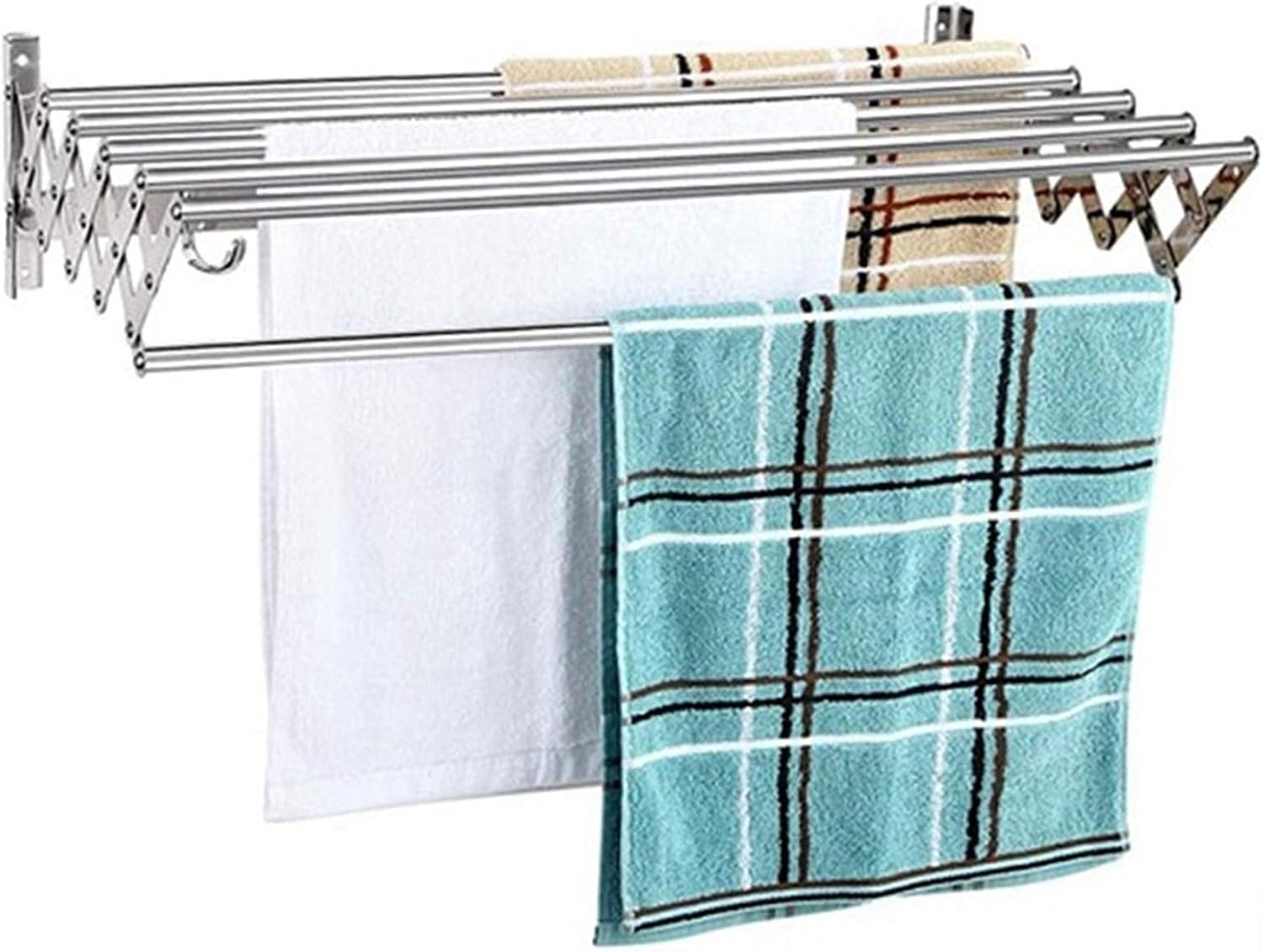 Clothes Airer Wall Mounted Folding Clothes Drying Rack,Dry Laundry and Hang Clothes,Towel Rack Accordion Expandable Towels Drying Rack
