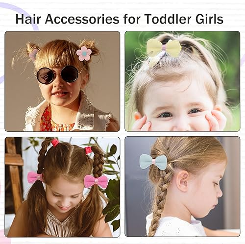 Miniatura 3 de Jeffdad Lazos para el cabello de bebé para niñas, 24 piezas suaves y sin costuras, lazos elásticos para el cabello, para coleta de caballo para
