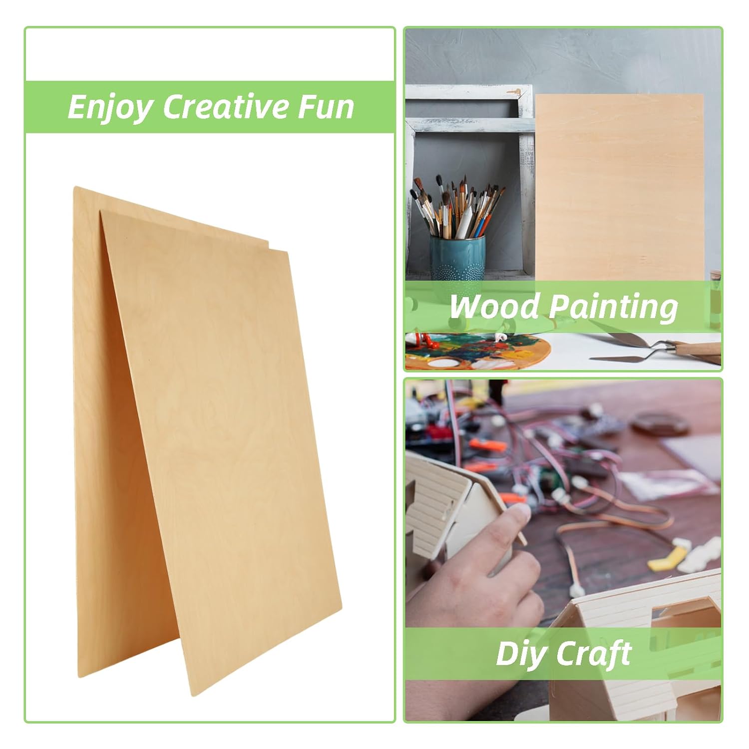 12Pcs 16 x 12 x 1/16 Inch Baltic Birch Plywood Sheets Unfinished Plywood Sheet for Arts and Crafts, Painting, Pyrography, Wood Engraving, Wood Burning, Laser, Architectural Models