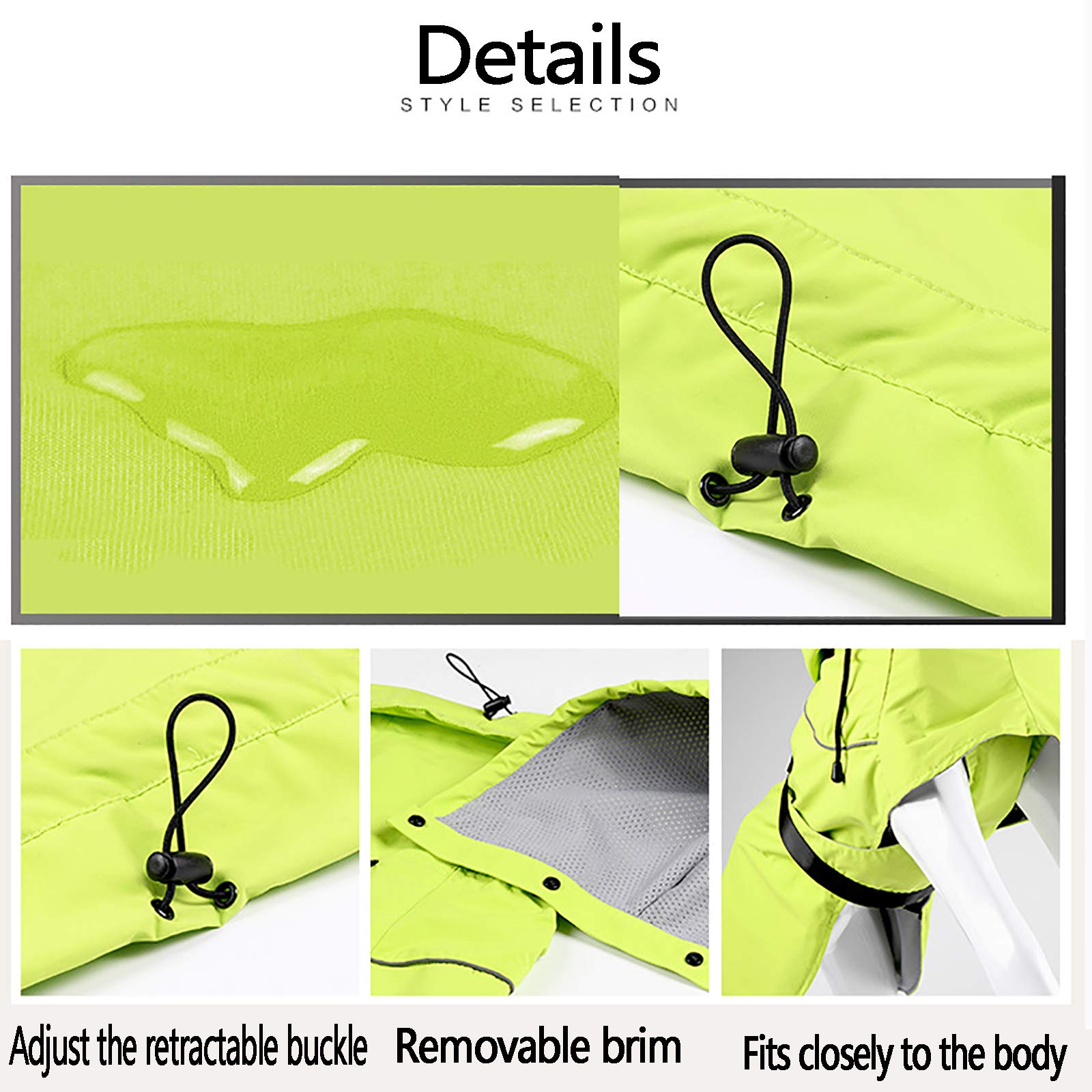 Imperméable pour Chien Manteaux de Pluie imperméables pour Animaux de Compagnie Imperméable pour Chien avec Cordon de Serrage réglable extérieur léger pour Chiot avec Capuche léger,S