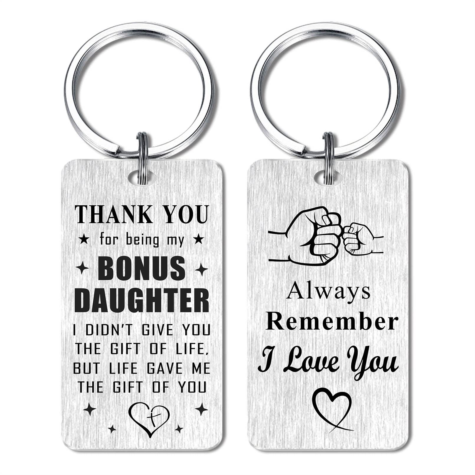 Jzxwan Bonus Step Daughter Gifts Stepdaughter Keychain for Women, Personalized Bonus Daughter Birthday Gifts from Stepmom Stpedad, Love My Favorite Stepdaughter Ideas