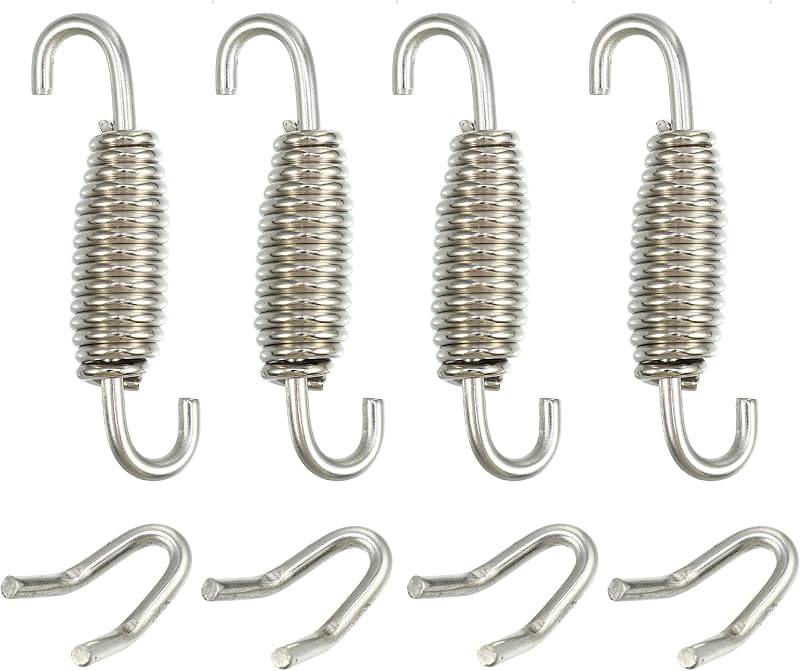 X AUTOHAUX 4 Set 55mm 2.17" Motorcycle Exhaust Pipe Spring Stainless Steel | Silver Tone, U Shape Hooks