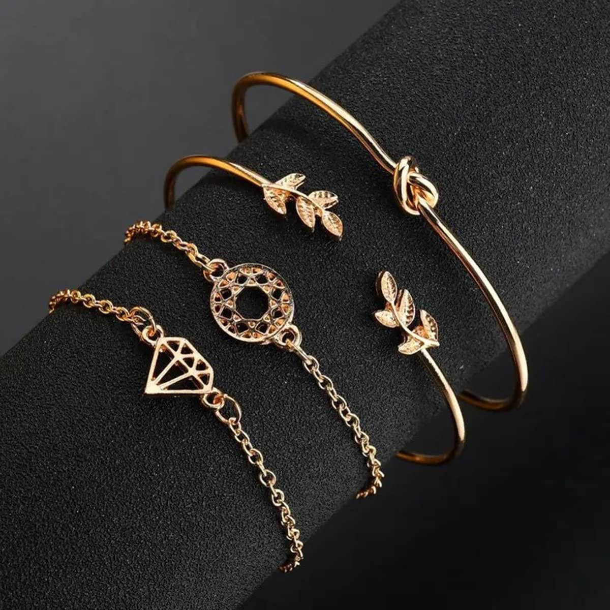 Gold-Toned Set of 4 Stackable Bracelets