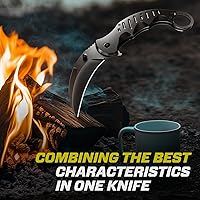 Vista 7 de Tactical Spring Assisted Pocket Knife - Karambit Folding Knives for Men - Folding Sharp Tiger Claw Blade - Best Combat Tool for Hunting Military 1