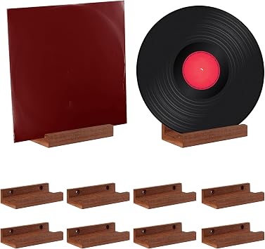 10 Pack Wood Vinyl Record Wall Mount، 4 inch Wood Record Holder Wall Mount Vinyl Album Holder عرض سجل الرفوف العائمة الزخرفية