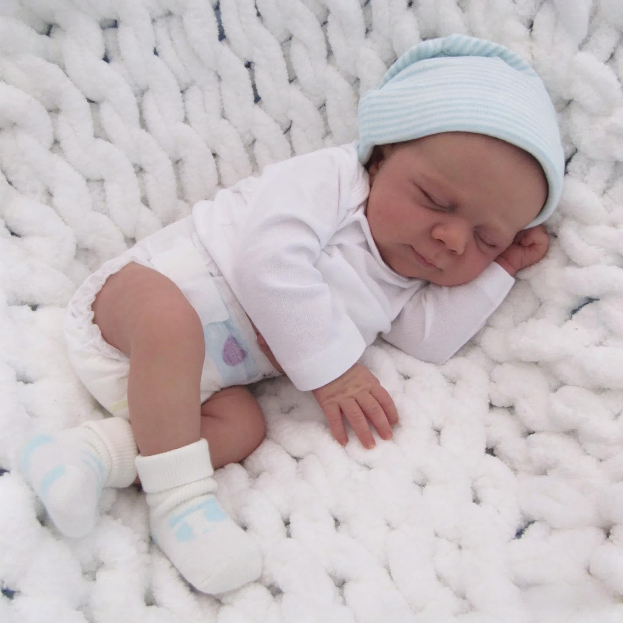 ROSHUAN Real Llife Baby Dolls That Look Real Sleeping Baby 18 inch 48 cm Realistic Reborn Baby Doll Silicone Full Body Vinyl Squishy Lifelike Newborn Washable Doll - Image 4