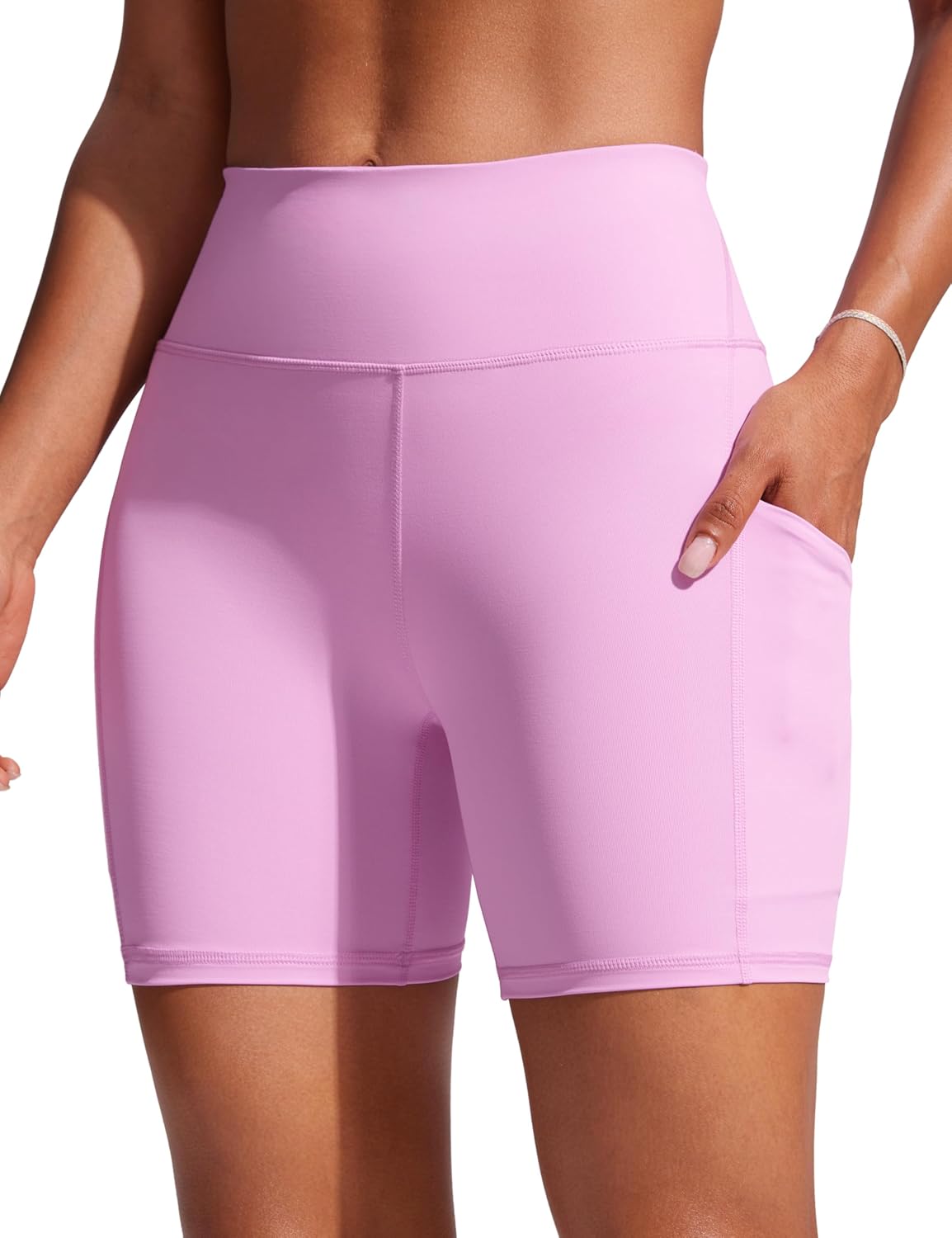 CRZ YOGA Womens 6'' Swim Board Shorts High Waisted Quick Dry Bathing Bottoms Swimsuit Trunks with Liner and Pockets