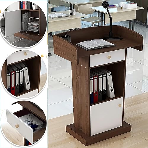 Miniatura 3 de JITEM Atril Podium - Podio de madera de fibropanel de densidad media para atril con estante de almacenamiento, ideal para oradores, conferencias,