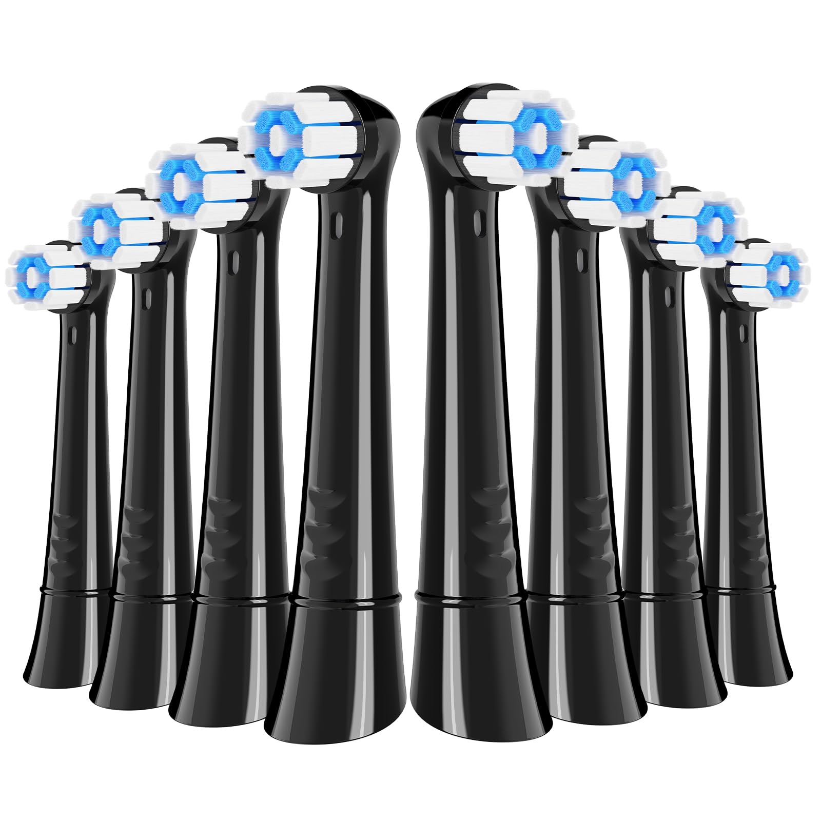 iO - Testine di ricambio per spazzolino elettrico Oral B serie iO, con setole morbide, compatibili con iO 2/3/4/5/6/7/8/9/10, testine rotonde ad alta densità, nero, confezione da 8