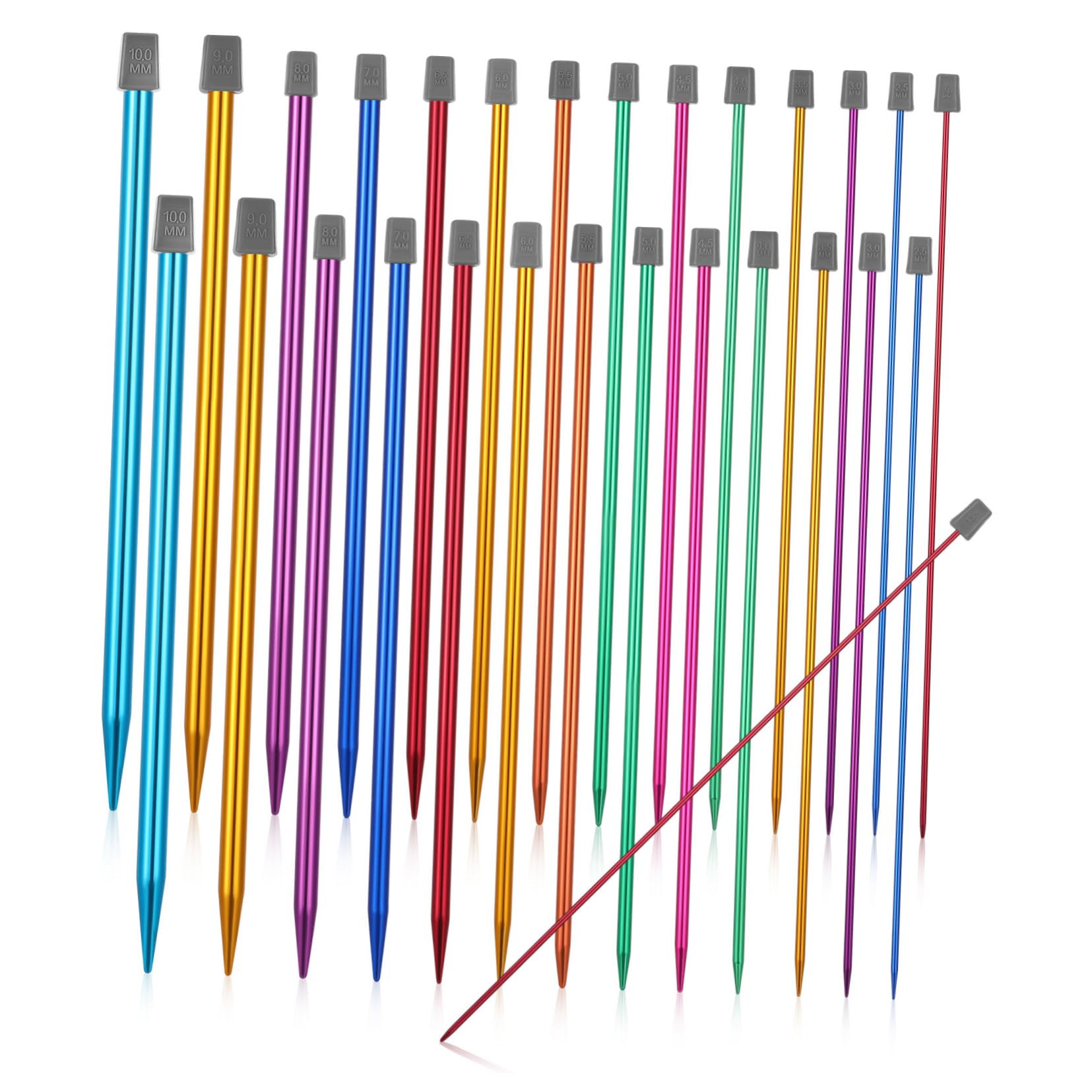 SHINEOFI Agujas de Tejer Rectas de Aluminio de Agujas para Tejer Mano para Suéteres y Bufandas para Principiantes y Tejedores Expertos Colores Vibrantes