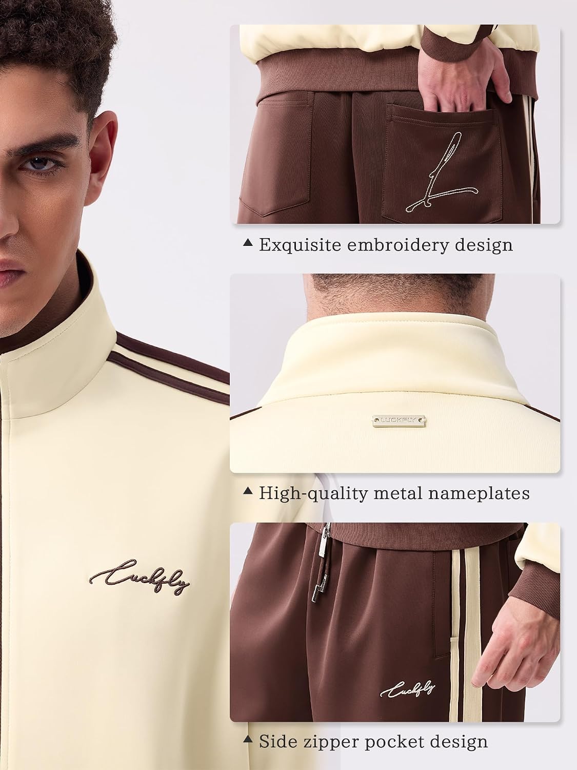 Men's Full Zip Track Jacket Retro Stripe Casual Jogger Streetwear | Lightweight Soft Knit Fabric with Two-Way Zipper, Stand Collar & Zipper Pockets for Travel, Campus, Jogging & Daily Wear