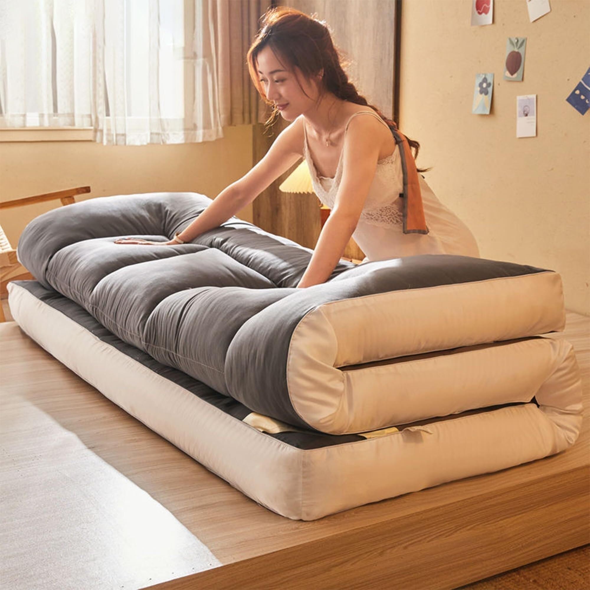 Colchón japonés portátil, colchón Acolchado Grueso Mejorado, colchón de futón Relleno de algodón, colchón Plegable para Dormitorio de Estudiantes, Cama de Invitados, sofá Cama