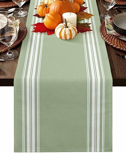 Table Runner Sage Green Striped Table Runners 13x90 Inch Stripes Table Cloth Run